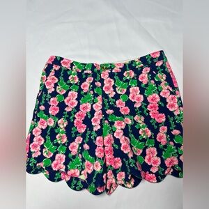 LILLY PULITZER Darci Knit Shorts 8 Oyster Bay Navy De Vine Pink Floral Print NWT